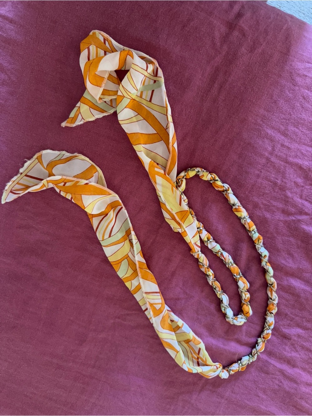 Women’s Yellow & Orange Patterned belt / chain Scarf